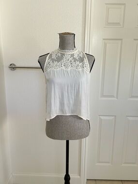 Free People White Lace Yoke Sleeveless Camisole